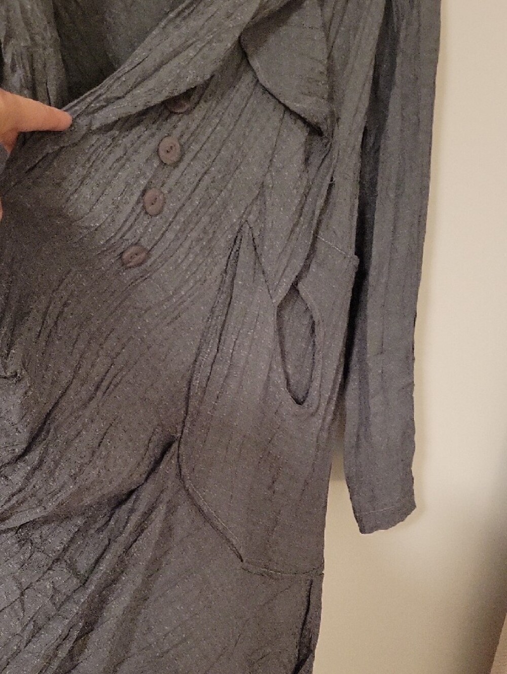 Transparente Gray Textured Ruffle Cardigan - Picture 7 of 8